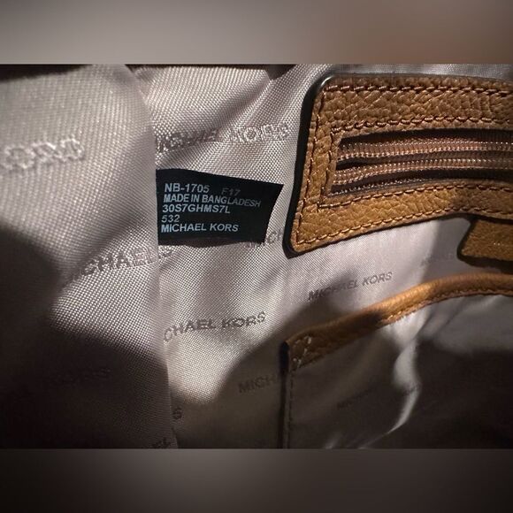 NEW Michael Kors Hamilton Studio Brown Acorn Leather Satchel Camel Keylet $428 - Picture 13 of 16